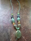 AUCTION~~Stone and Glass Bead Necklace and Earring Set