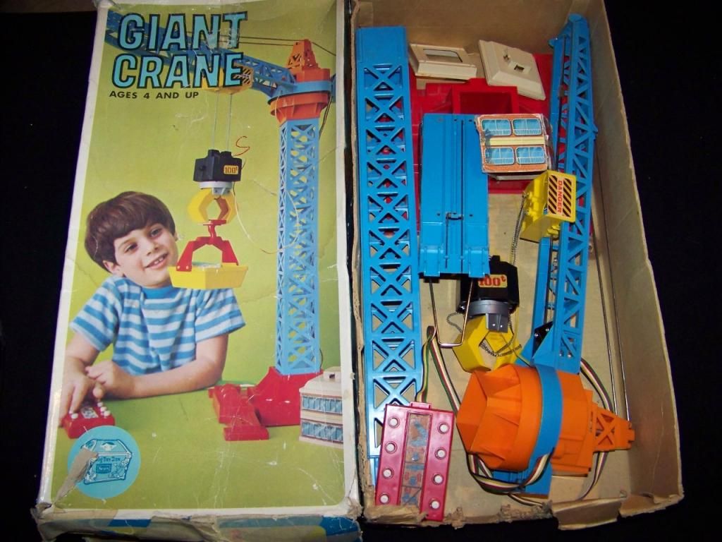 Sears Giant Crane vintage Big Toy Box battery operated toy set