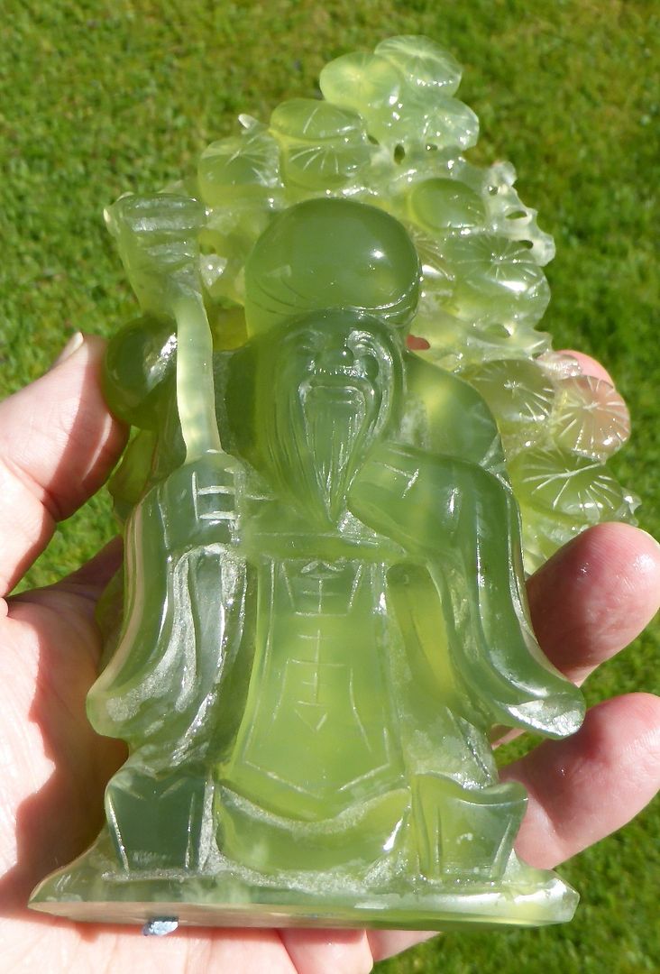 REAL JADE BUDDHA CARVING. Rare natural untreated! THAILAND. 7.25" tall