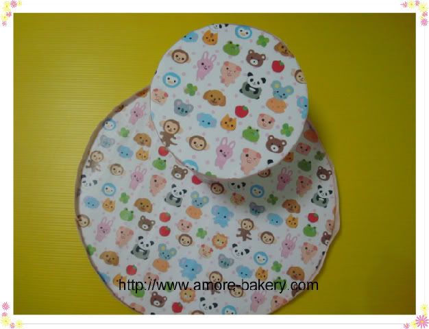 animal cupcake stand,pink ribbon