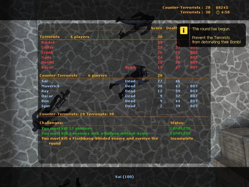 counter strike, condition zero, game, action, inferno, expert, scoreboard