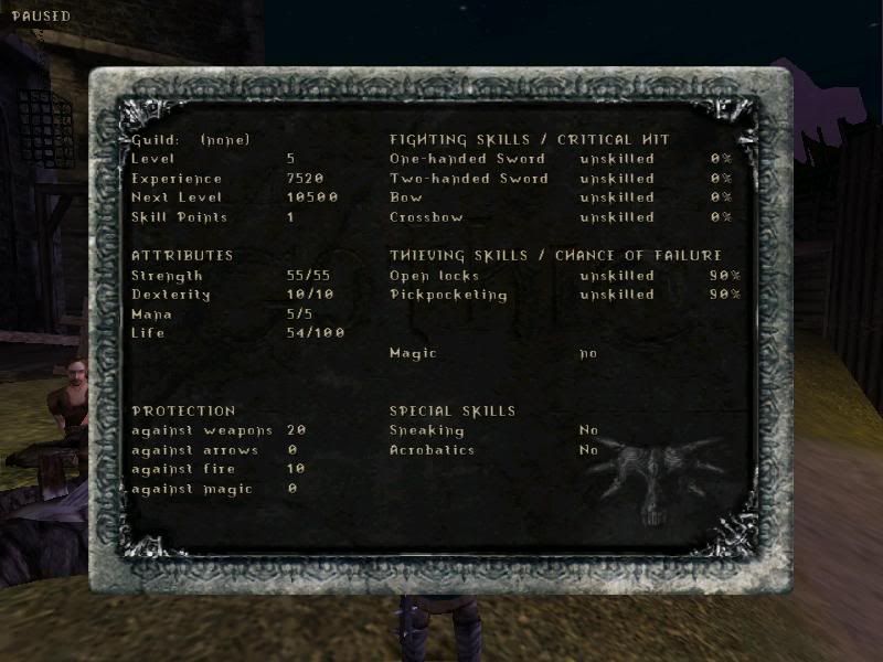 gothic, 1, screenshot, game, stat, screen