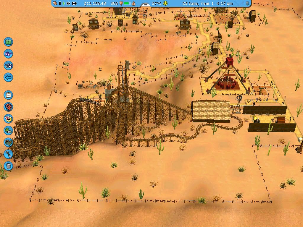 roller,coaster,tycoon,3,rct 3,goldrush,screenshot,desert,overview,start