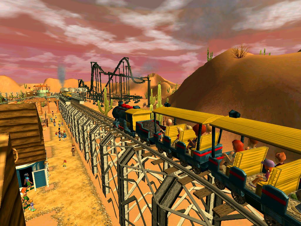 roller,coaster,tycoon,3,rct 3,screenshot,mini,train,goldrush,desert