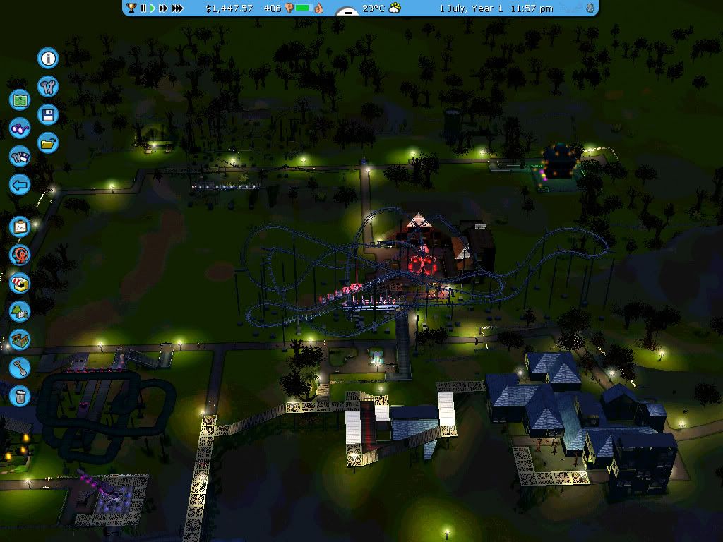 roller,coaster,tycoon,3,rct3,fright,night,light,overview,park,scenario,scary,creepy
