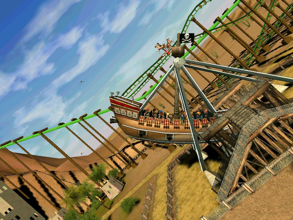 roller,coaster,tycoon,3,rct3,pirate,ship,rotated,view,attraction,perspective,ride