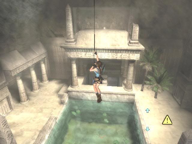 tomb raider, anniversary, game, lara, screenshot, egypt, temple, khamoon, rope, hanging, dog, statue, room