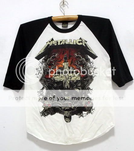 New Metallica baseball 3/4 jersey shirt punk rock tour 34 size S 