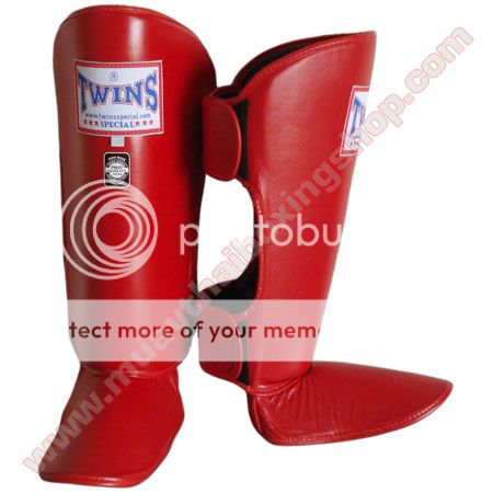 Twins Muay Thai Shin Guard SGL 2 Red Color Size L.  