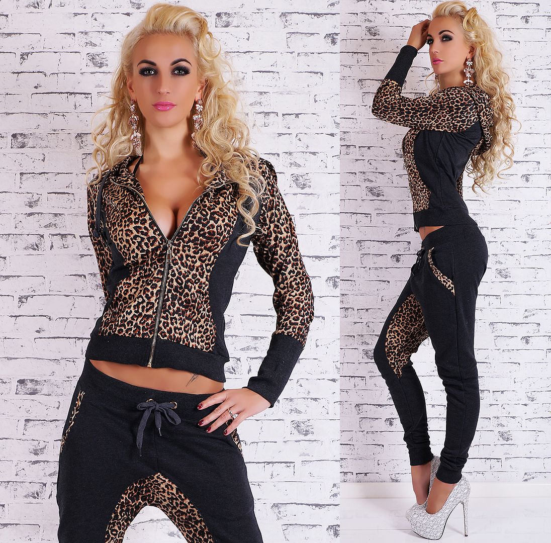 Hot & Sexy Full Leo Tracksuit Leapord With Hood Jogging Suit UK Size 8 ...